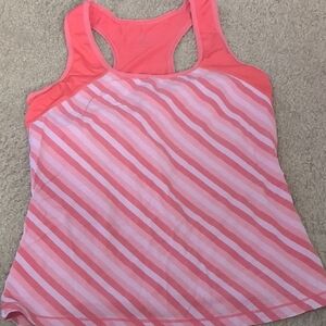 Danskin Now Coral and Pink Striped Tank Top